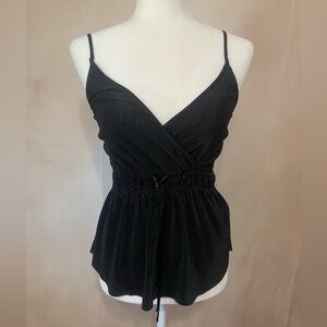 Abercrombie & Fitch pleated tie waist v neck peplum slinky tank size XS EUC